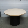 48 in.  Blonde Round Meeting Table w Black Column Base